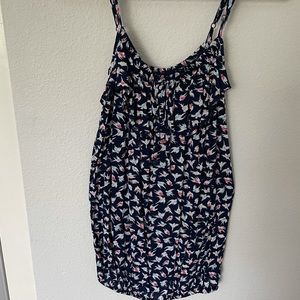 Patterned tank top with ruffles